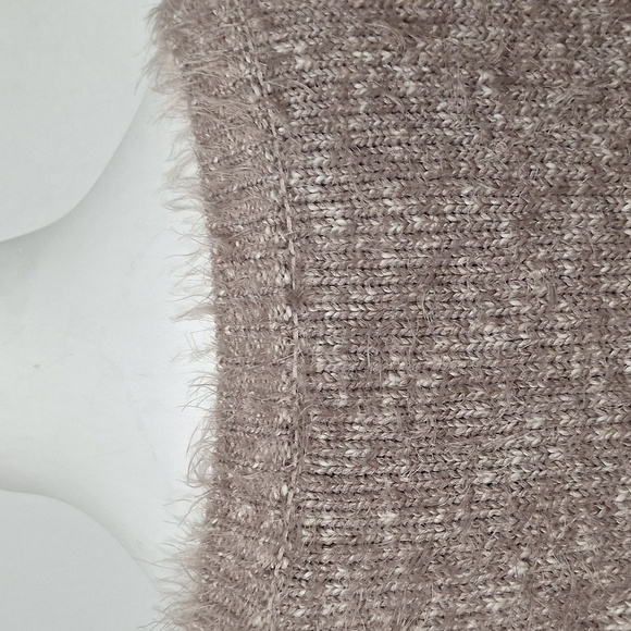 Express "NEW" Tan Black Soft Cozy Fuzzy Lace Up Crew Neck Y2K Sweater Size S - Picture 8 of 13